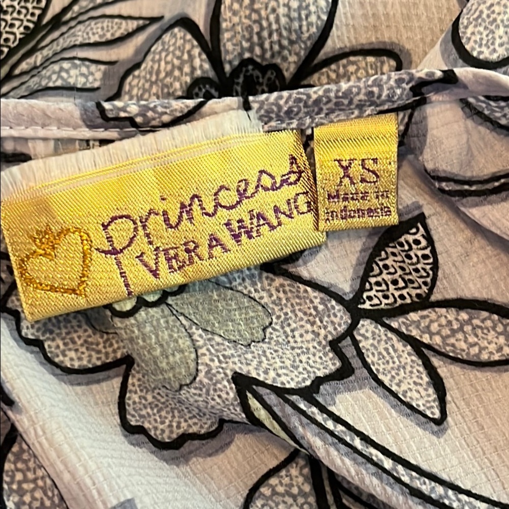 Princess Vera Wang Blue Floral Print Women's Top Size XS - Picture 4 of 6